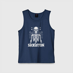Майка детская хлопок Скелет в схемах, цвет: тёмно-синий