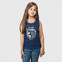 Майка детская хлопок Медведь в кельтском стиле в виде тату, цвет: тёмно-синий — фото 2