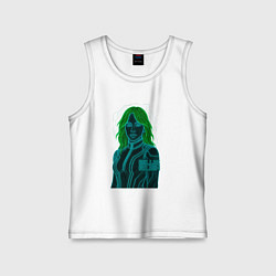 Майка детская хлопок Билли Айлиш из неоновых линий, цвет: белый