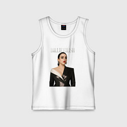 Майка детская хлопок Билли Айлиш в черном костюме, цвет: белый