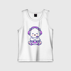 Детская майка Белый медведь геймер