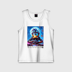 Детская майка Даффи Дак в наушниках - киберпанк фантазия