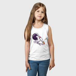 Майка детская хлопок Супер космонавт в полёте, цвет: белый — фото 2