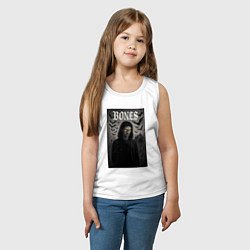 Майка детская хлопок Bones с желтыми горящими глазами, цвет: белый — фото 2
