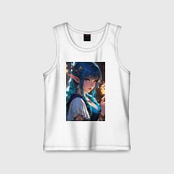 Майка детская хлопок Прекрасная эльфийка-маг с шаром огня, цвет: белый