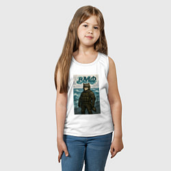 Майка детская хлопок ВМФ волк на корабле, цвет: белый — фото 2