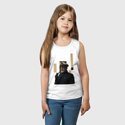 Майка детская хлопок Мужчина капитан с трубкой поп-арт ретро 1970-е, цвет: белый — фото 2