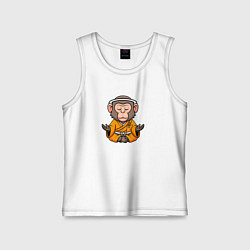 Майка детская хлопок Миниатюрная обезьяна монах, цвет: белый