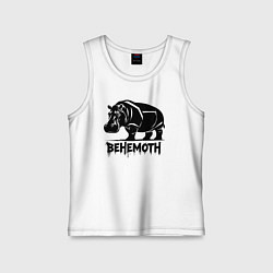 Майка детская хлопок Бегемот с надписью, цвет: белый