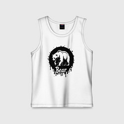 Майка детская хлопок Черный медведь в круге, цвет: белый