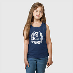Майка детская хлопок Медведь в цветах, цвет: тёмно-синий — фото 2