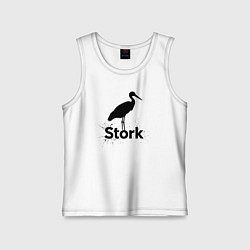 Детская майка Аист черной краской