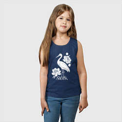 Майка детская хлопок Аист с цветами, цвет: тёмно-синий — фото 2