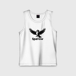 Майка детская хлопок Летящий черный воробей, цвет: белый