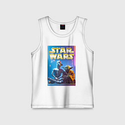 Майка детская хлопок Bender and Yoda - ai art collab, цвет: белый