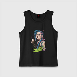 Майка детская хлопок Джинкс Аркейн, цвет: черный