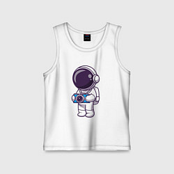 Майка детская хлопок Космонавт фотограф, цвет: белый