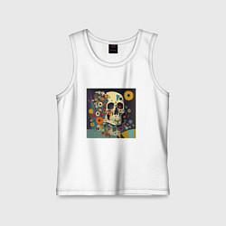 Майка детская хлопок Череп в ярких цветах, цвет: белый