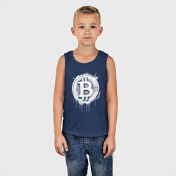Майка детская хлопок Биткоин в стиле Бэнкси, цвет: тёмно-синий — фото 2