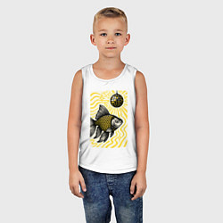 Майка детская хлопок Золотая рыбка диско, цвет: белый — фото 2