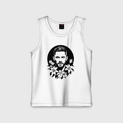 Майка детская хлопок Том Харди в цветочном обрамлении, цвет: белый