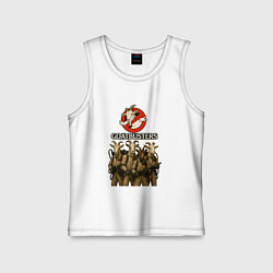 Майка детская хлопок Охотники за приведениями с козлами, цвет: белый