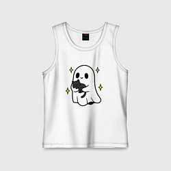 Майка детская хлопок Призрак с котиком, цвет: белый