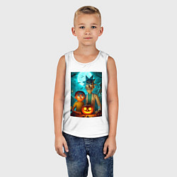 Майка детская хлопок Rick and Morty with pumpkin - halloween night, цвет: белый — фото 2