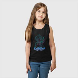 Майка детская хлопок Неоновый Сяо из Genshin Impact, цвет: черный — фото 2