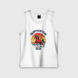 Майка детская хлопок Красная огненная лошадь 2026, цвет: белый