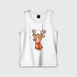 Детская майка Новогодний олень и снежинки, зима