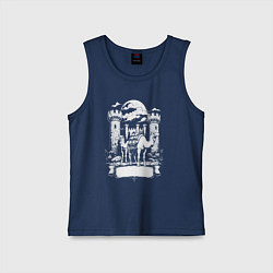 Майка детская хлопок Верблюды под луной у замка Челябинск, цвет: тёмно-синий