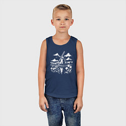 Майка детская хлопок Мельница и тюльпаны, цвет: тёмно-синий — фото 2