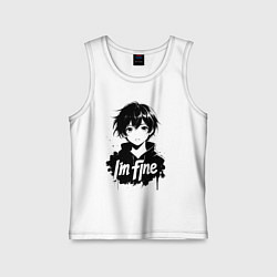 Майка детская хлопок Я в порядке аниме, цвет: белый