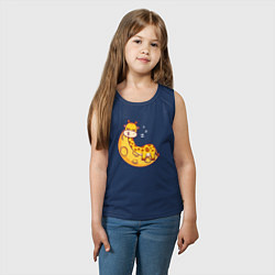 Майка детская хлопок Спящий жираф на луне, цвет: тёмно-синий — фото 2