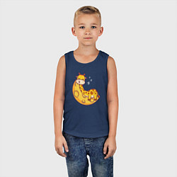 Майка детская хлопок Спящий жираф на луне, цвет: тёмно-синий — фото 2