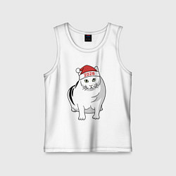 Майка детская хлопок Мемный кот Бендер - 2026, цвет: белый