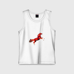 Майка детская хлопок Красная огненная лошадь встала на дыбы, цвет: белый