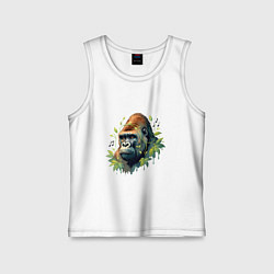 Майка детская хлопок Музыкальная горилла, цвет: белый