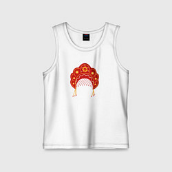 Майка детская хлопок Старинный русский головной убор кокошник, цвет: белый