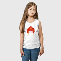 Майка детская хлопок Старинный русский головной убор кокошник, цвет: белый — фото 2