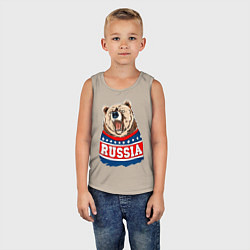 Майка детская хлопок Made in Russia: медведь, цвет: миндальный — фото 2