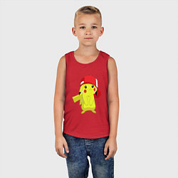 Майка детская хлопок Пикачу, цвет: красный — фото 2
