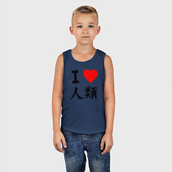 Майка детская хлопок Я люблю человечество!, цвет: тёмно-синий — фото 2