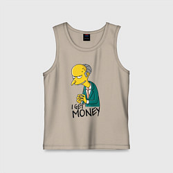Майка детская хлопок Mr. Burns: I get money, цвет: миндальный