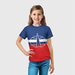 Футболка детская Флаг космический войск РФ, цвет: 3D-принт — фото 2