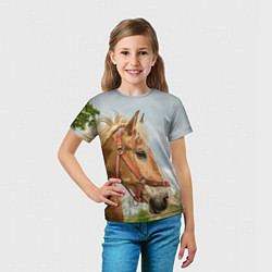 Футболка детская Игривая лошадка, цвет: 3D-принт — фото 2