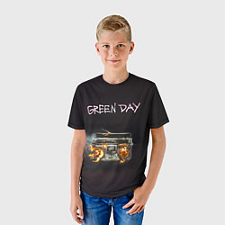 Футболка детская Green Day магнитофон в огне, цвет: 3D-принт — фото 2