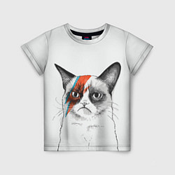 Футболка детская David Bowie: Grumpy cat, цвет: 3D-принт