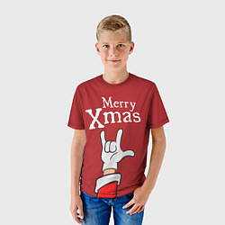 Футболка детская Merry Xmas - Santas hand, цвет: 3D-принт — фото 2